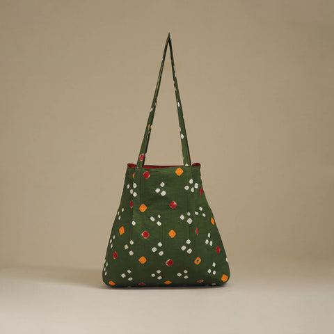Green - Handcrafted Fabric Jhola Bag 18