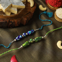 Blue Pottery Beads Rakhi