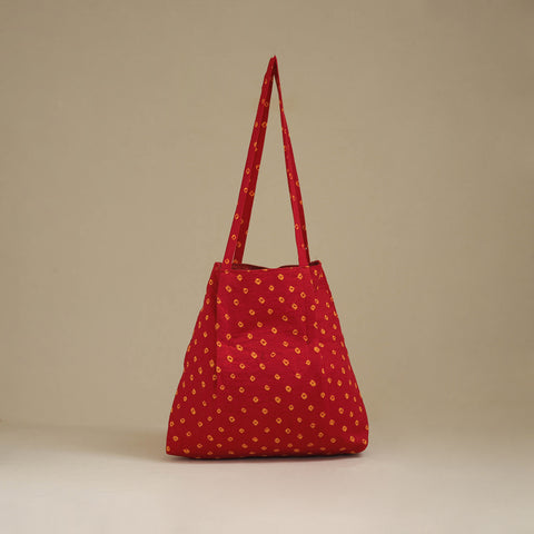Red - Handcrafted Fabric Jhola Bag 20