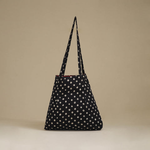 Black - Handcrafted Fabric Jhola Bag 21