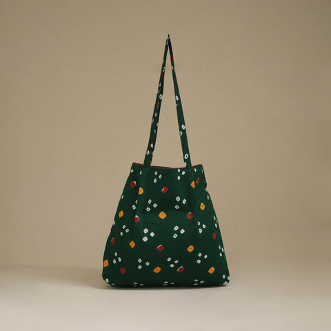 Green - Handcrafted Fabric Jhola Bag 23
