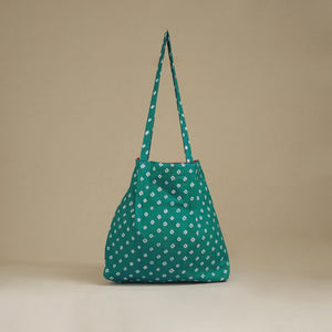 Green - Handcrafted Fabric Jhola Bag 24