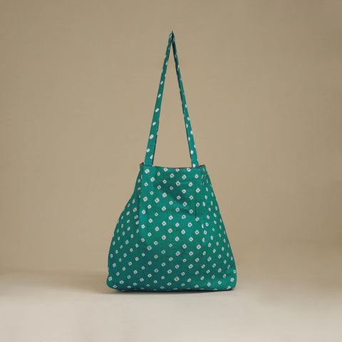 Green - Handcrafted Fabric Jhola Bag 24