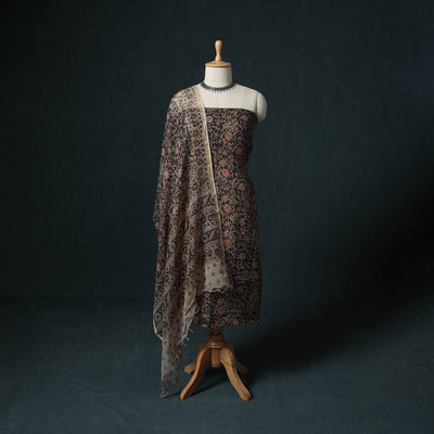 Pedana Kalamkari Block Print Kota Doria Cotton 2pc Unstitched Dress Material Kurta Set 03