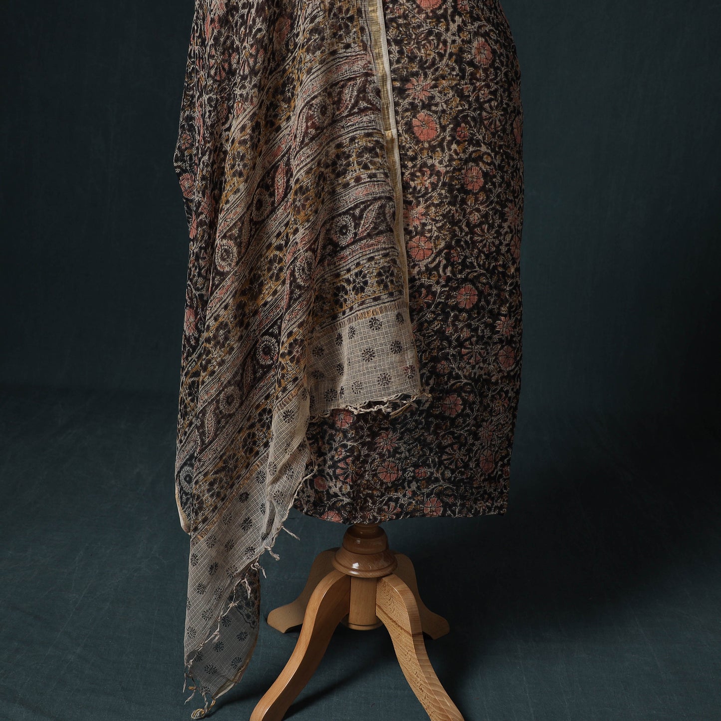 Pedana Kalamkari Block Print Kota Doria Cotton 2pc Unstitched Dress Material Kurta Set 03