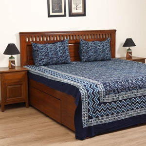 Pipad Hand Block Print Double Bedsheet with 2 Pillow Cover Set (108 x 90 in) 56