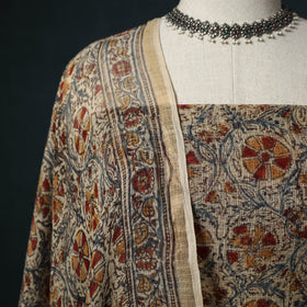 Pedana Kalamkari Block Print Kota Doria Cotton 2pc Unstitched Dress Material Kurta Set 07