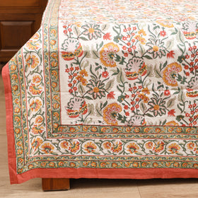 Floral Sanganeri Hand Block Print Cotton Double Bedsheet with 2 Pillow Cover Set (108 x 90 in) 58