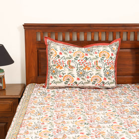 Floral Sanganeri Hand Block Print Cotton Double Bedsheet with 2 Pillow Cover Set (108 x 90 in) 58