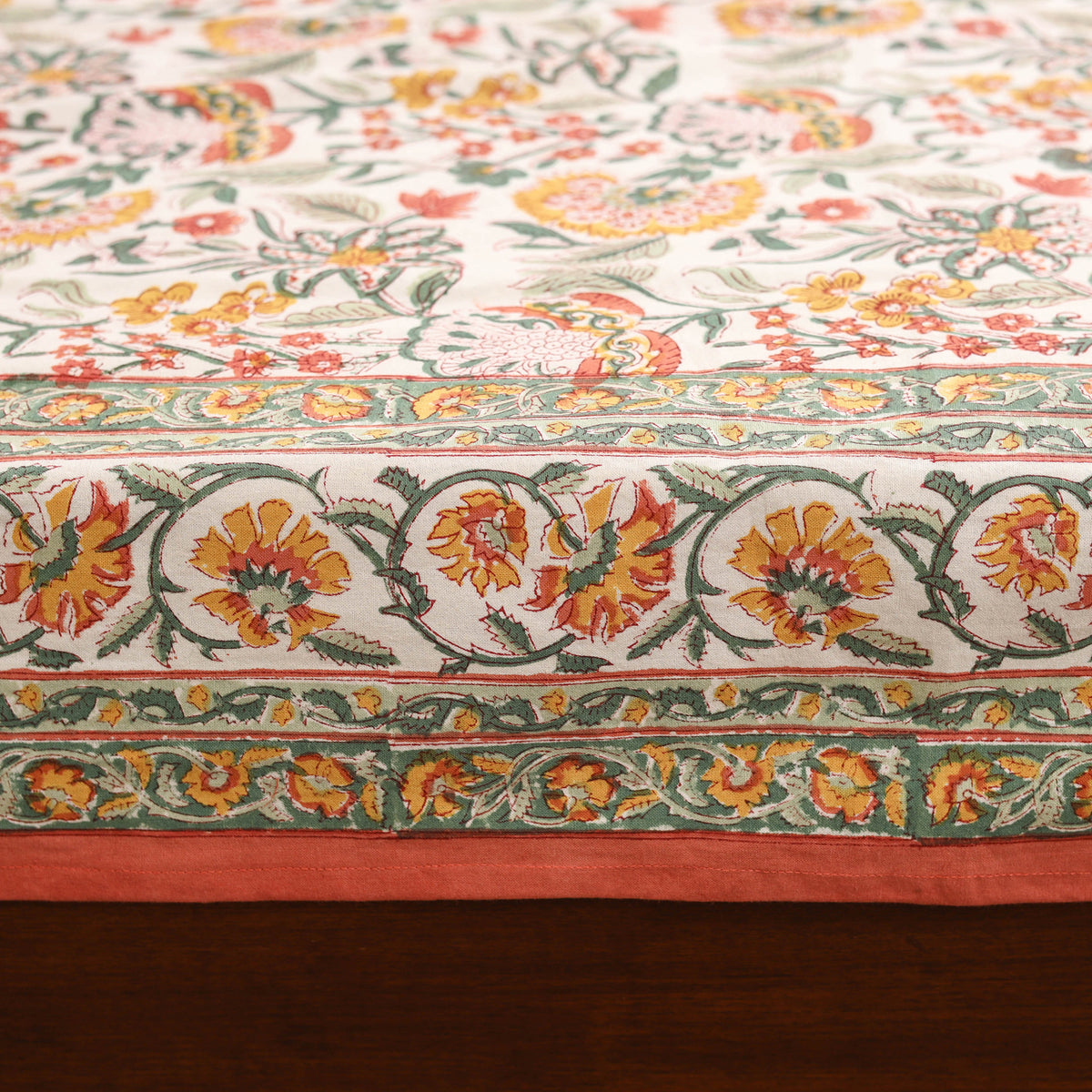 Floral Sanganeri Hand Block Print Cotton Double Bedsheet with 2 Pillow Cover Set (108 x 90 in) 58