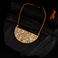 WHE Green Bloom Repurposed Floral Fabric & Wood Maze Necklace 11