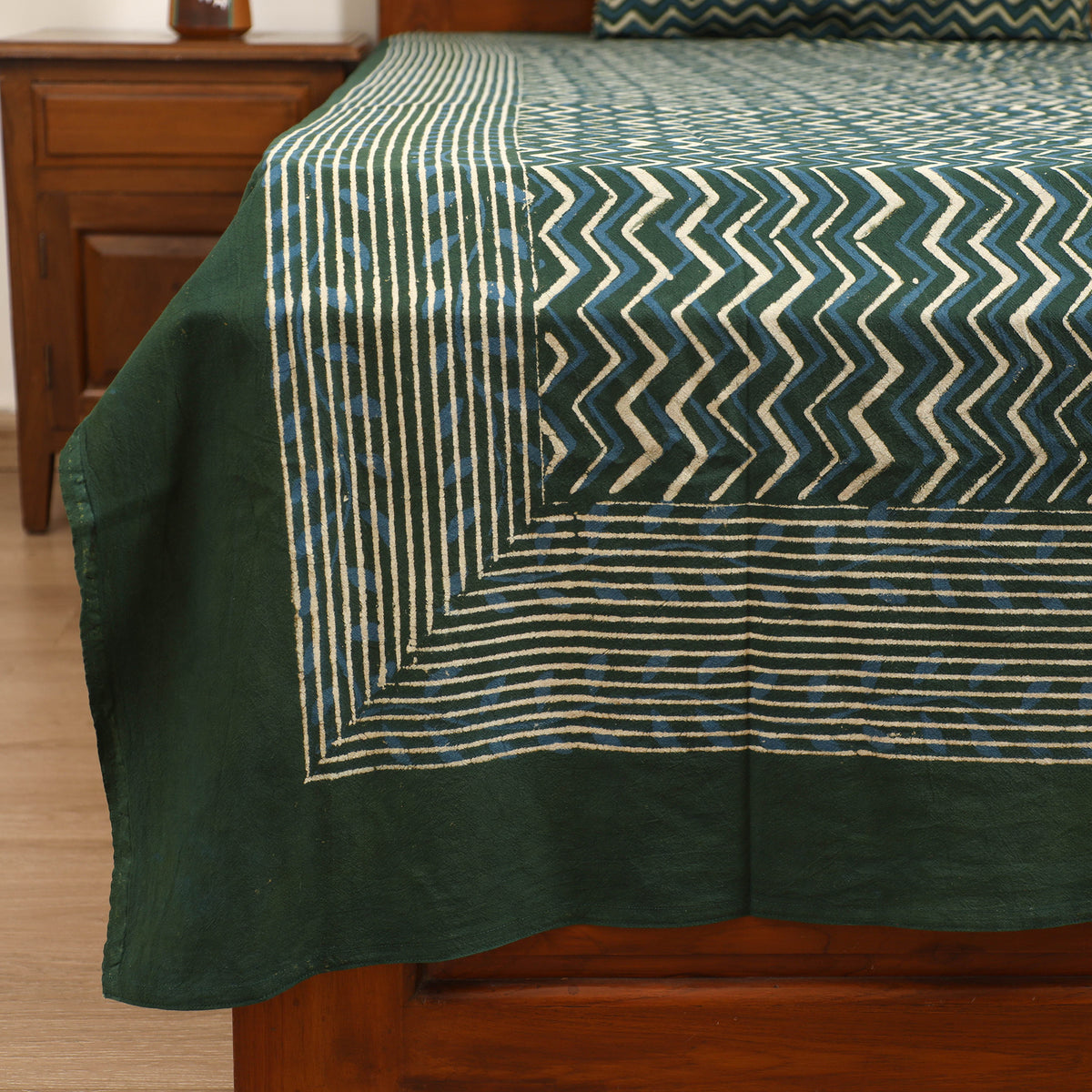 Pipad Hand Block Print Single Bedsheet with 1 Pillow Cover Set (90 x 60 in) 28