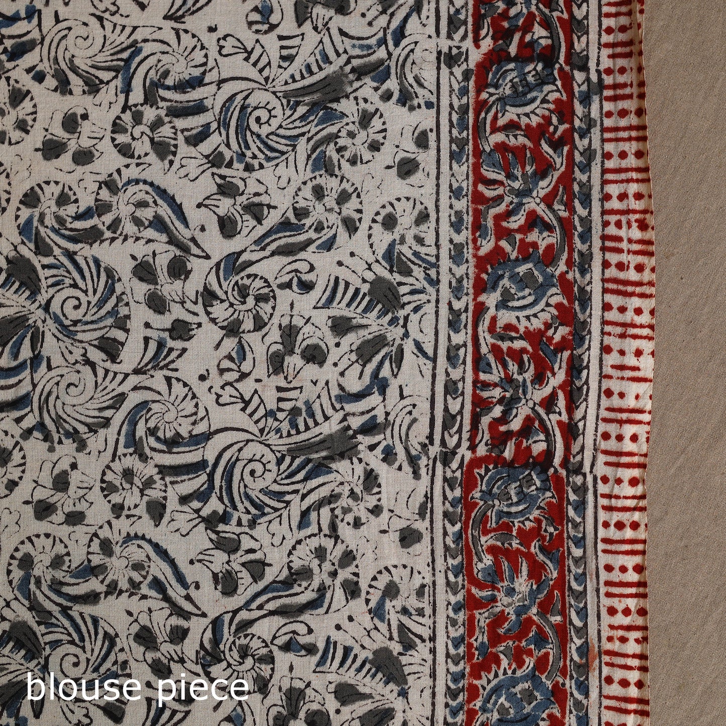 Black Pedana Block Print Cotton Kalamkari Saree