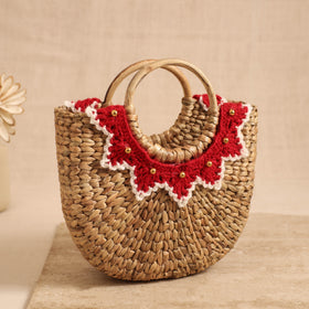 Handcrafted Crochet Work Natural Water Hyacinth Handbag for Women 11
