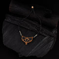 WHE Black Repurposed Line Fabric & Wood Necklace 15