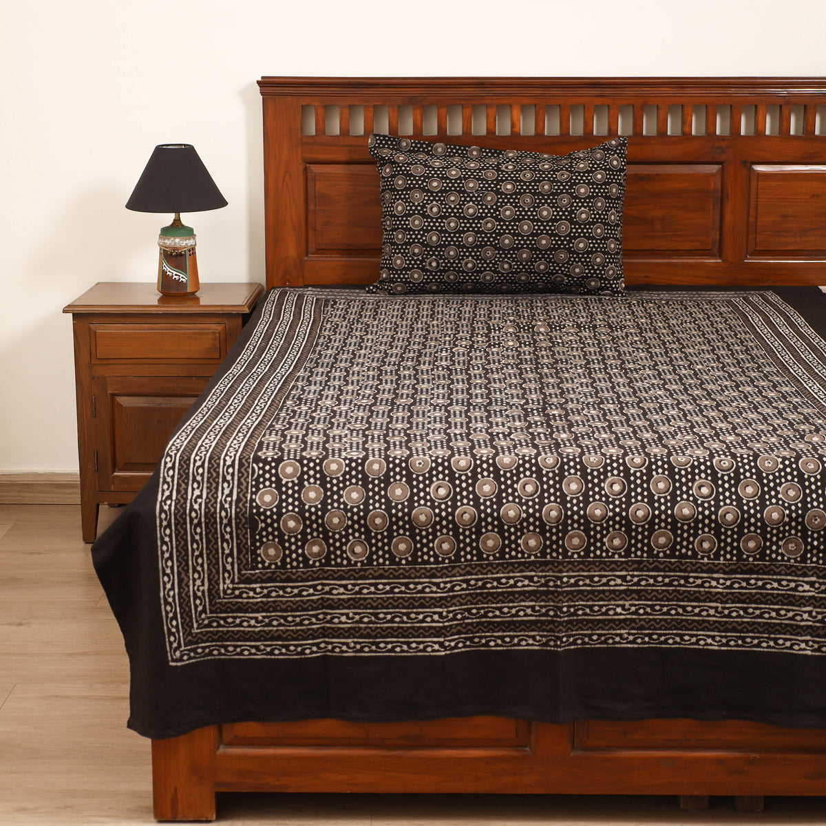 Pipad Hand Block Print Single Bedsheet with 1 Pillow Cover Set (90 x 60 in) 27
