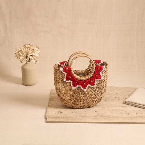 Handcrafted Crochet Work Natural Water Hyacinth Handbag for Women 11