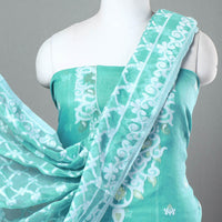 Green - 2pc Bengal Jamdani Silk Cotton Suit Material Set 06