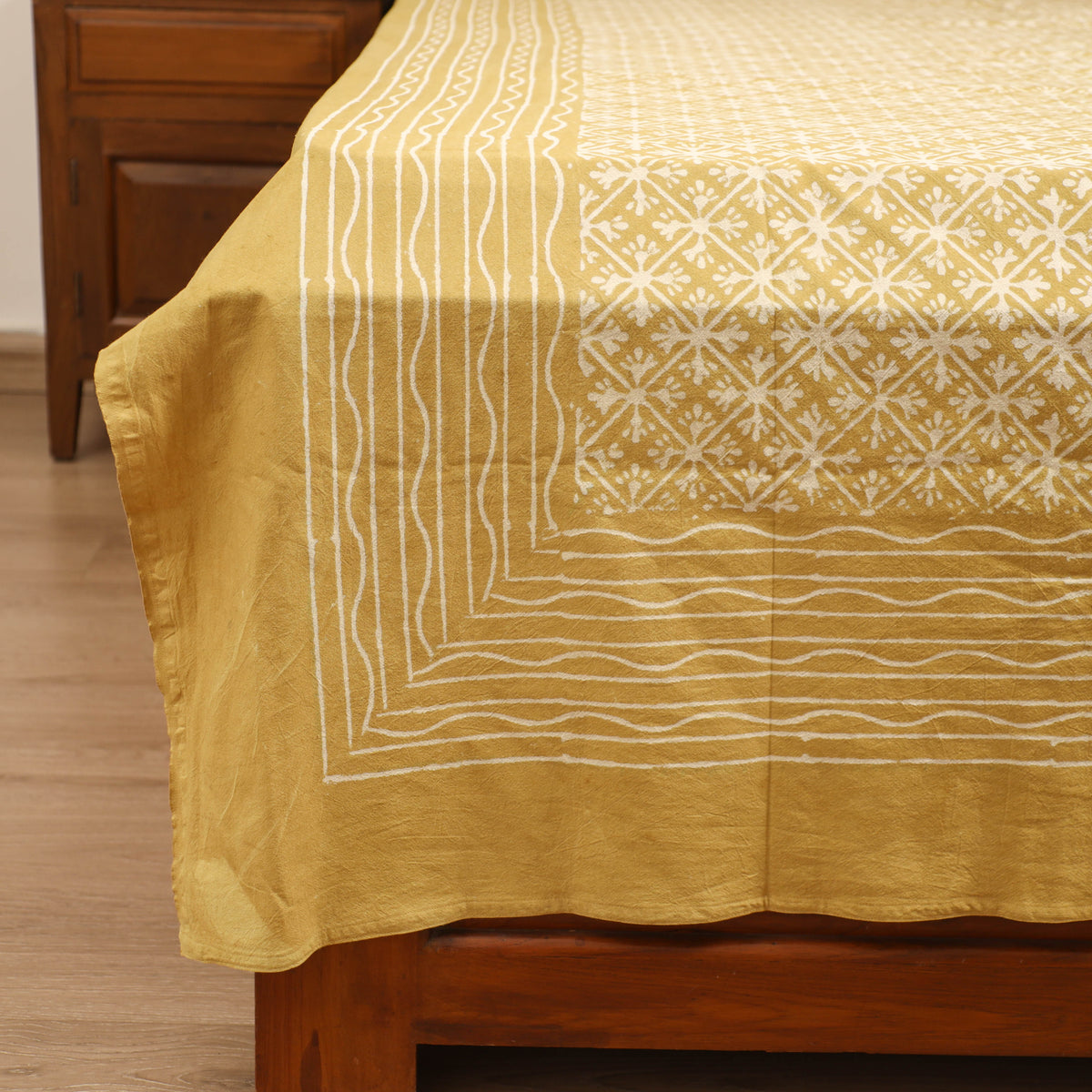Pipad Hand Block Print Single Bedsheet with 1 Pillow Cover Set (90 x 60 in) 25
