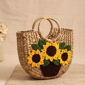 Handcrafted Crochet Work Natural Water Hyacinth Handbag for Women 09