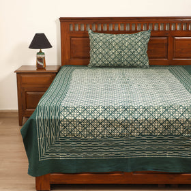 Pipad Hand Block Print Single Bedsheet with 1 Pillow Cover Set (90 x 60 in) 24