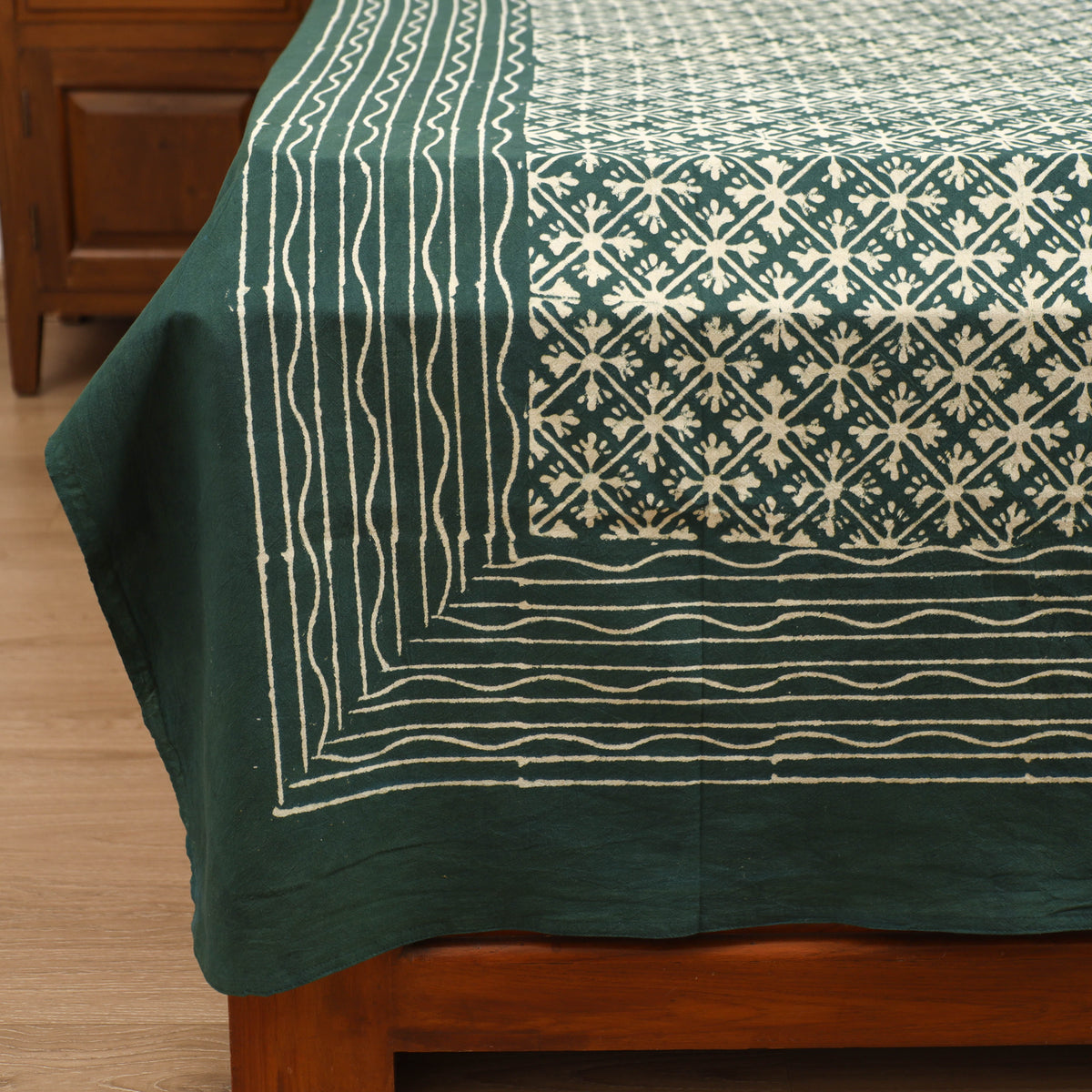 Pipad Hand Block Print Single Bedsheet with 1 Pillow Cover Set (90 x 60 in) 24