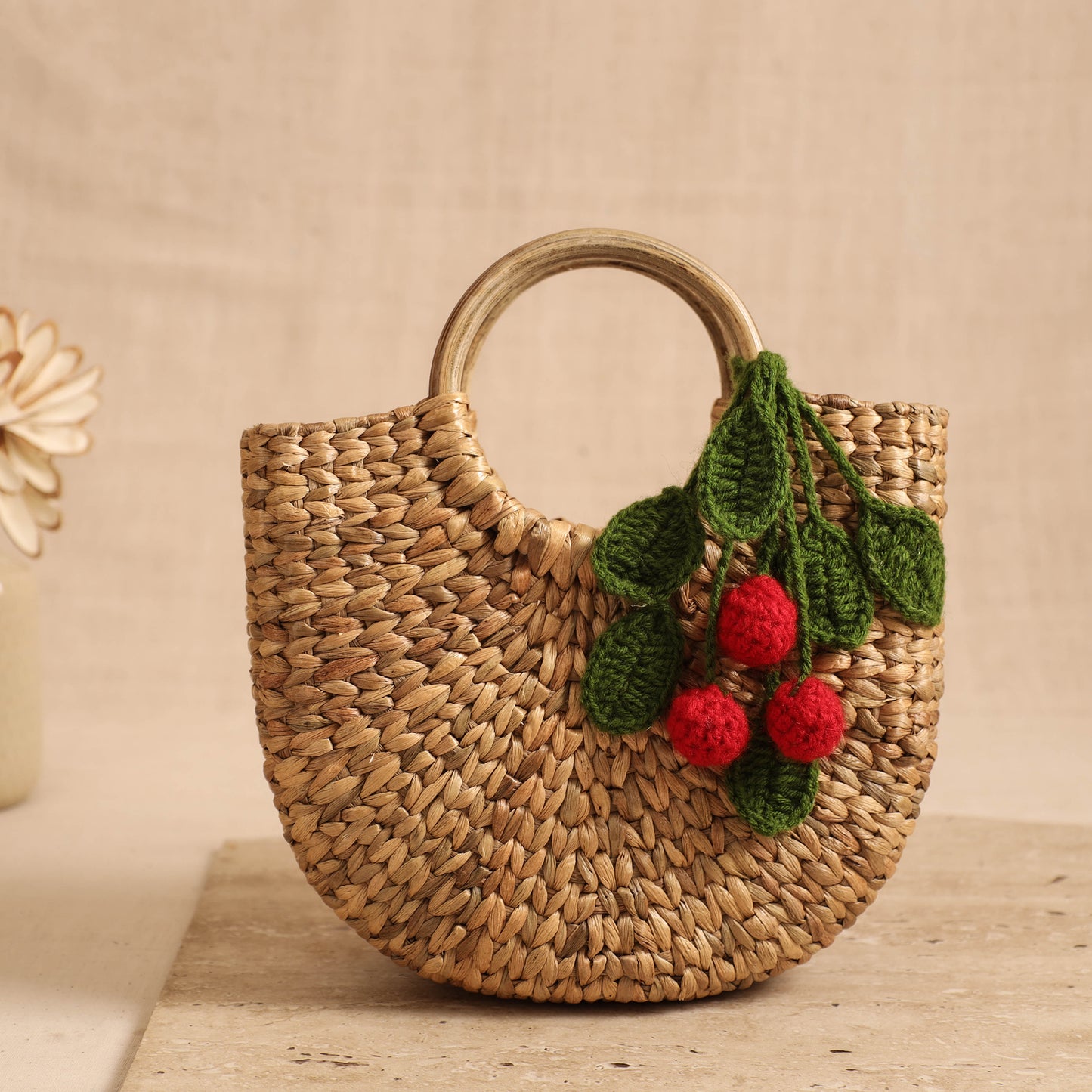 Handcrafted Crochet Work Natural Water Hyacinth Handbag for Women 10