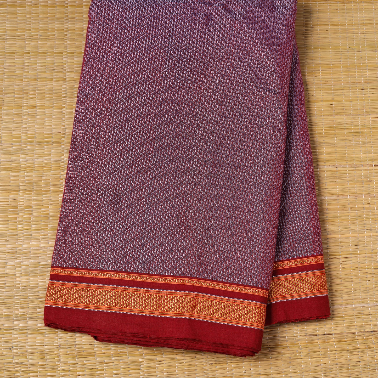 Purple - karnataka weave cotton khun fabric 25 - handcrafted