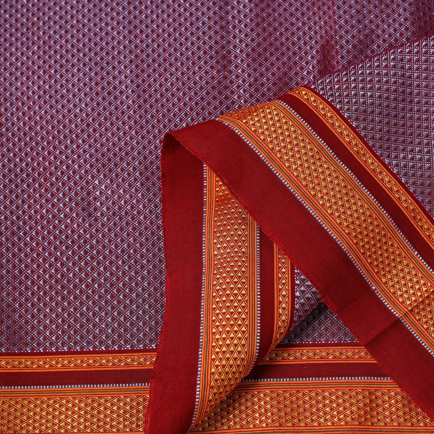 Purple - karnataka weave cotton khun fabric 25 - handcrafted