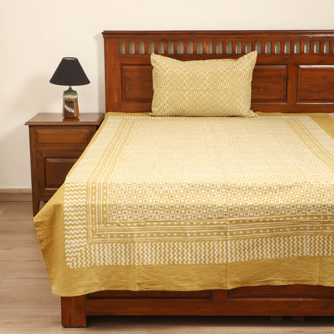 Pipad Hand Block Print Single Bedsheet with 1 Pillow Cover Set (90 x 60 in) 23