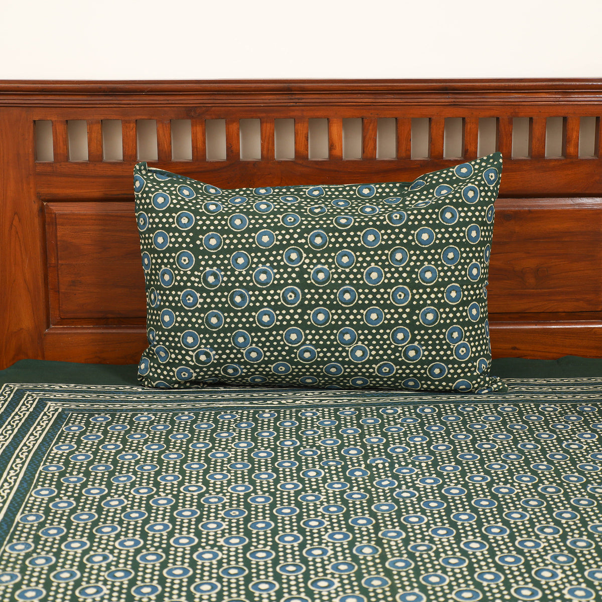 Pipad Hand Block Print Single Bedsheet with 1 Pillow Cover Set (90 x 60 in) 22