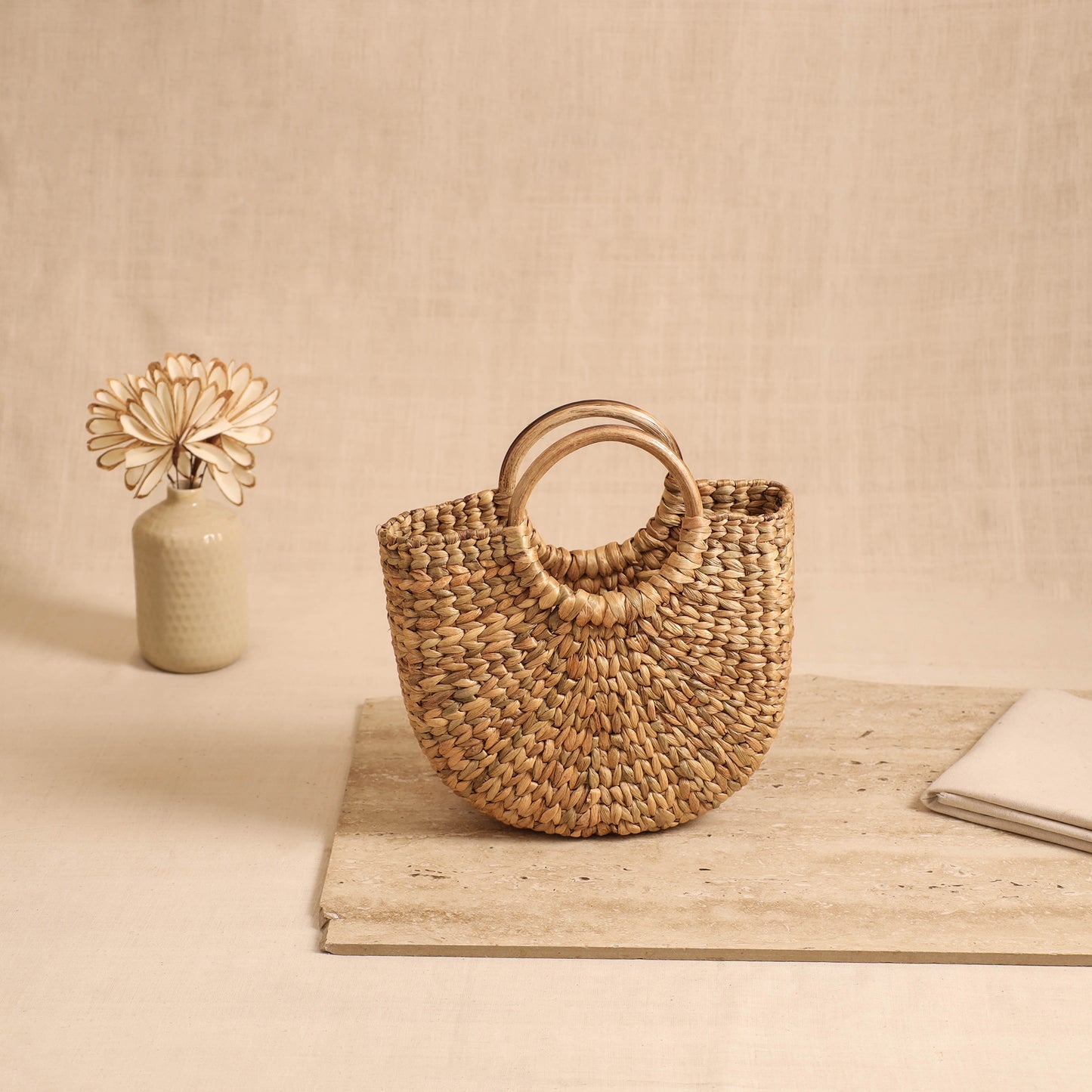Handcrafted Crochet Work Natural Water Hyacinth Handbag for Women 12
