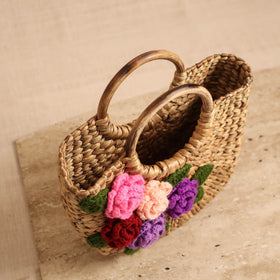 Handcrafted Crochet Work Natural Water Hyacinth Handbag for Women 12
