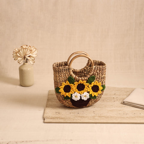 Handcrafted Crochet Work Natural Water Hyacinth Handbag for Women 13