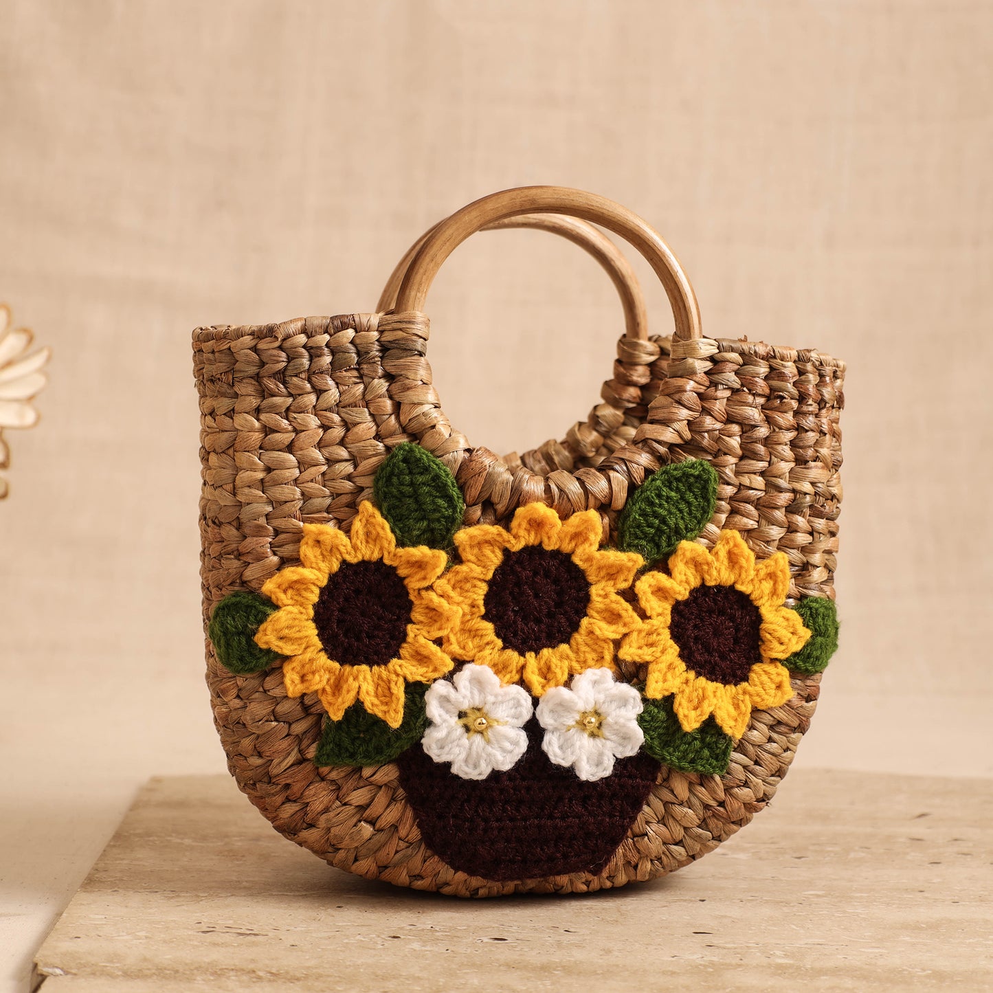 Handcrafted Crochet Work Natural Water Hyacinth Handbag for Women 13