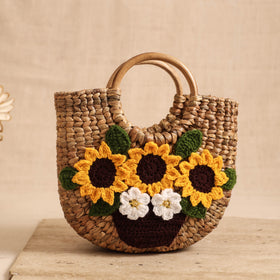 Handcrafted Crochet Work Natural Water Hyacinth Handbag for Women 13