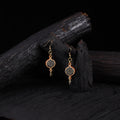 WHE Blue Festive Repurposed Banarasi Brocade Fabric & Wood Earrings 20