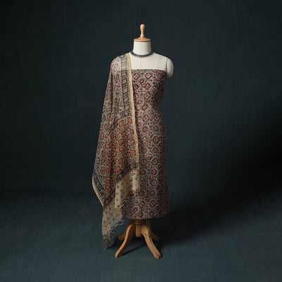 Pedana Kalamkari Block Print Kota Doria Cotton 2pc Unstitched Dress Material Kurta Set 17