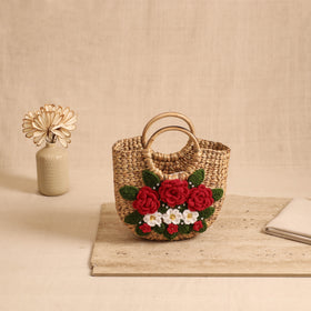 Handcrafted Crochet Work Natural Water Hyacinth Handbag for Women 14