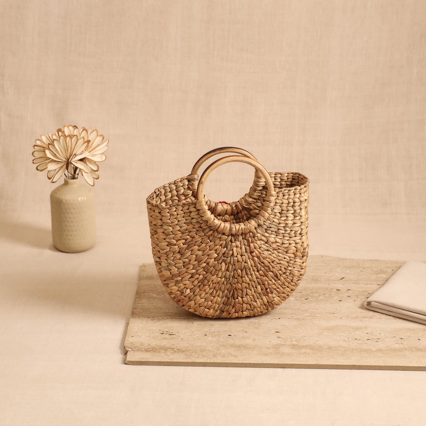 Handcrafted Crochet Work Natural Water Hyacinth Handbag for Women 14