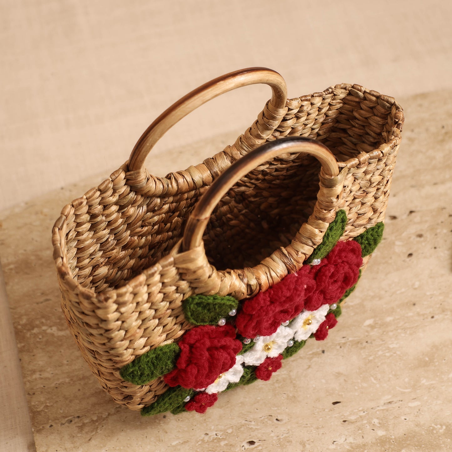 Handcrafted Crochet Work Natural Water Hyacinth Handbag for Women 14