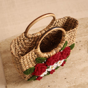 Handcrafted Crochet Work Natural Water Hyacinth Handbag for Women 14