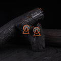 WHE Blue Two Look in One Repurposed Fabric & Wood Geometric Stud Earrings 25