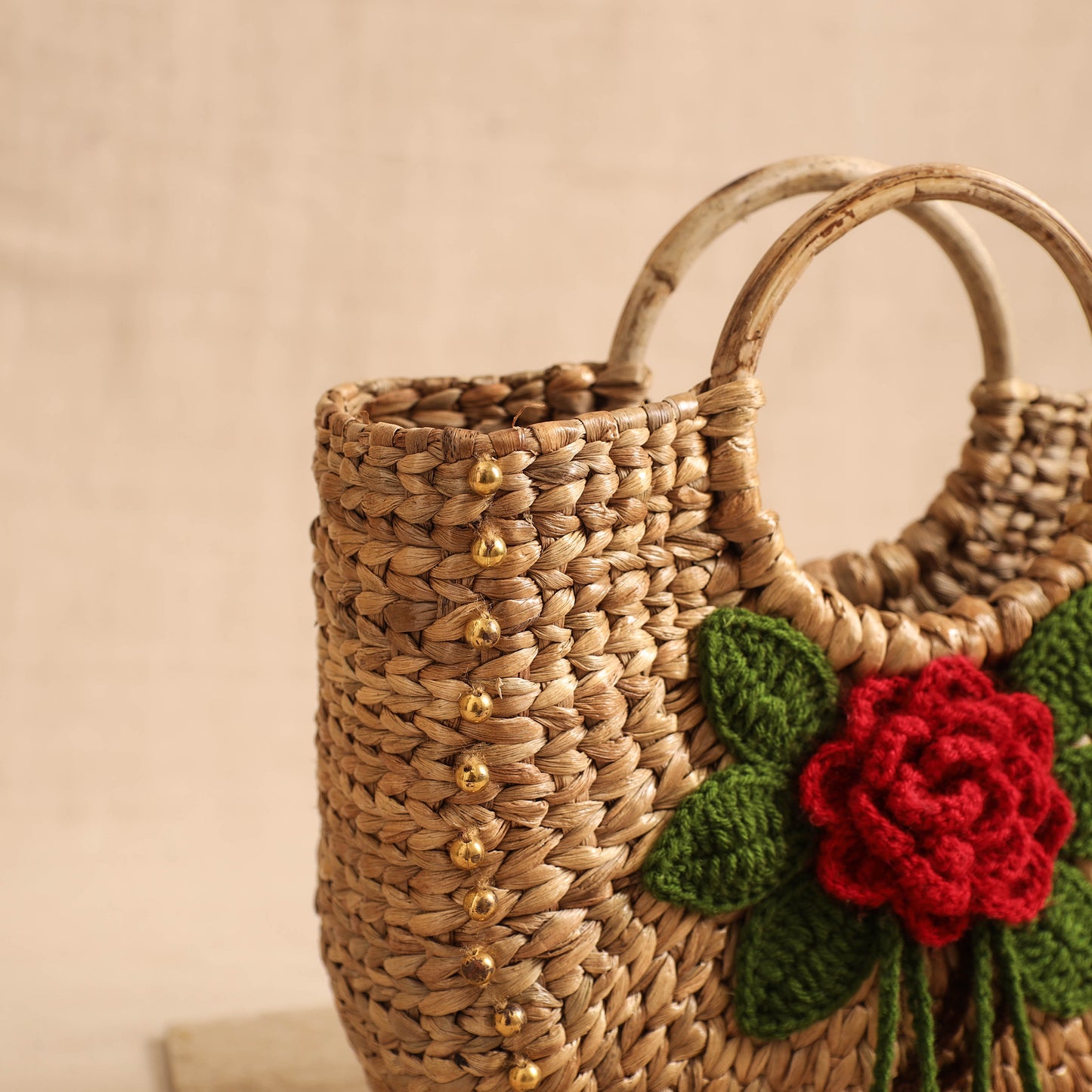 Handcrafted Crochet Work Natural Water Hyacinth Handbag for Women 15