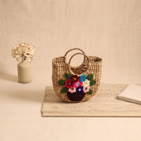 Handcrafted Crochet Work Natural Water Hyacinth Handbag for Women 16