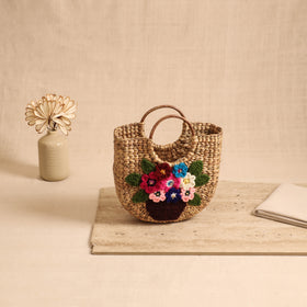 Handcrafted Crochet Work Natural Water Hyacinth Handbag for Women 16