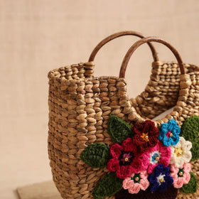 Handcrafted Crochet Work Natural Water Hyacinth Handbag for Women 16