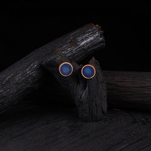 WHE Indigo Repurposed Fabric & Wood Stud Earrings 28