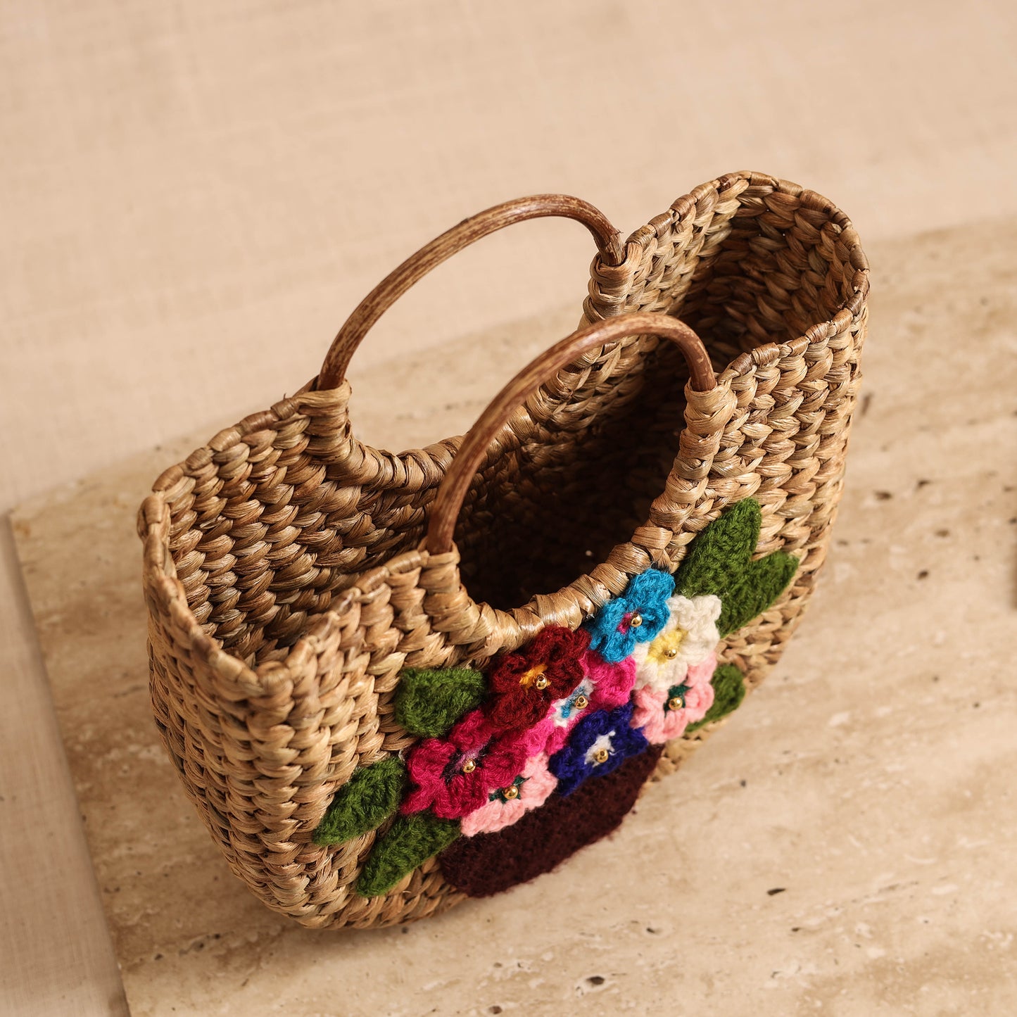 Handcrafted Crochet Work Natural Water Hyacinth Handbag for Women 16