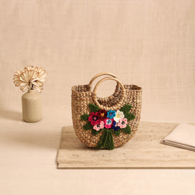 Handcrafted Crochet Work Natural Water Hyacinth Handbag for Women 17